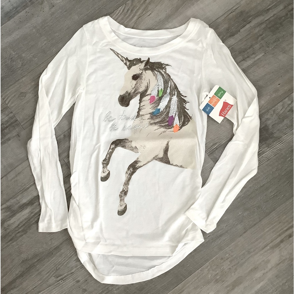 Girls Graphic Shirred Sideseam Long Sleeve Tee🇺🇸